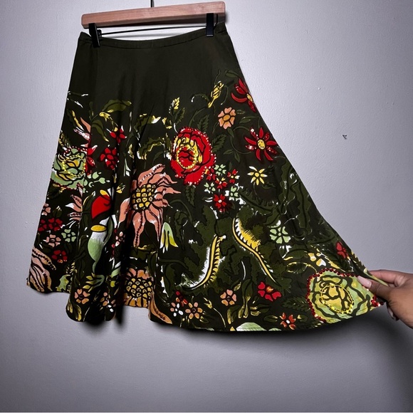 VTG Women Mossimo Fairy Skirt 4 Green Floral Watercolor Sequins Whimsical Dainty - Picture 5 of 8